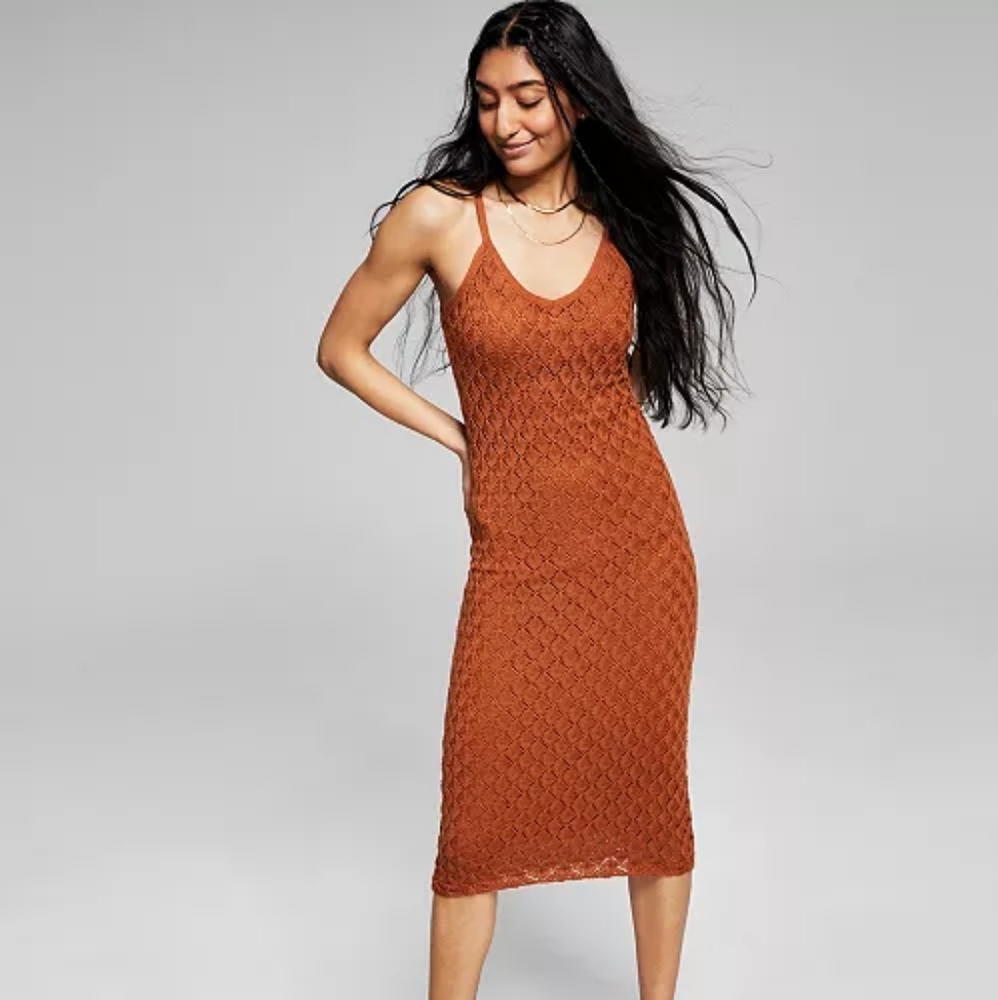 Macys Crochet Sleeveless Midi Dress